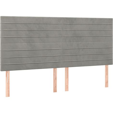 Lot de 4 Tête de lit Résistante et économique, Panneau de lit, Gris clair 90x5x78/88 cm Velours OIB8773E (1/5)