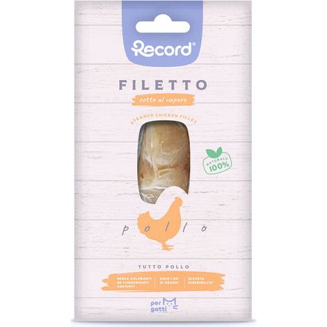 Filetto cotto al vapore tutto pollo snack monoproteico premium per gatti 24 confezioni x 15 g cad.