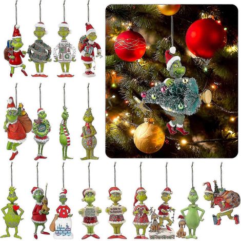 18 styles de décorations de Noël : pendentif avion, dessin animé, sapin de Noël C (1/5)