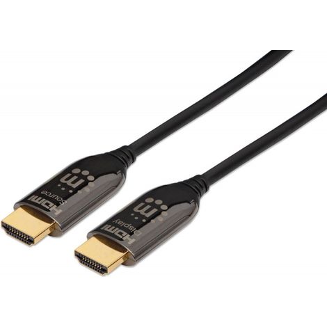 Cavo HDMI Attivo in Fibra Ottica Plenum-Rated da 10 metri, Nero, con Trasmissione ad Alte Prestazioni Manhattan (1/5)