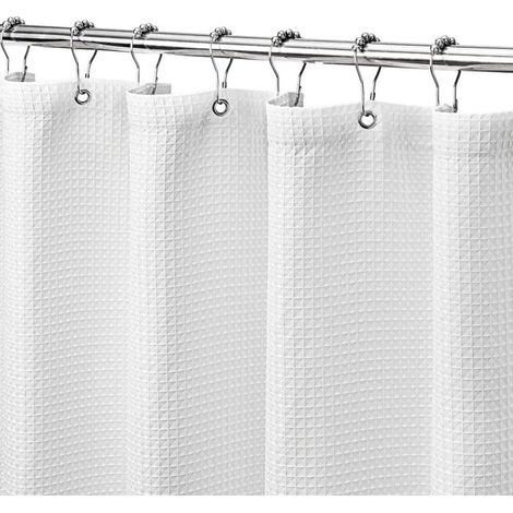 Rideau de douche blanc pour salle de bain, tissu gaufré luxe 230 très résistant, dimensions 80 x 180 cm (1/5)