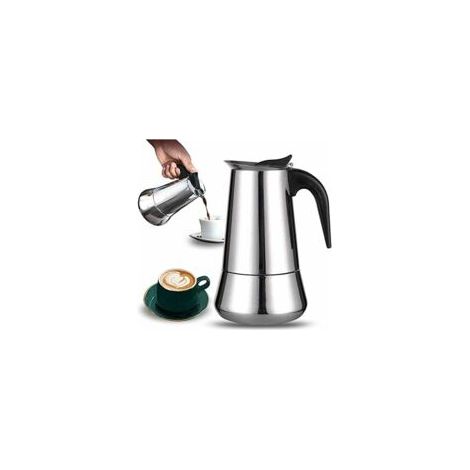 Cafetière italienne 12 tasses en acier inoxydable – Compatible tous feux – Design élégant et ergonomique – Café intense et doux (1/5)
