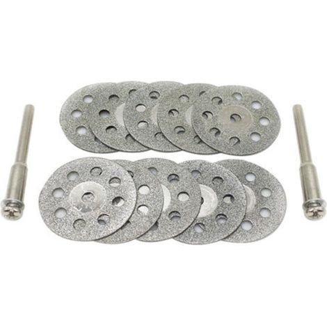 A set of 10 diamond cutting discs, 30 mm diamond cutting discs, with 8 holes, diamond cutting discs with 2 mandrels, mini cutting discs suitable for rotary tools. (1/5)