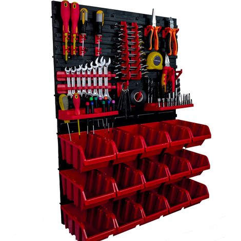 Panneau à outils d'atelier 57x78 cm + 15 plateaux (1/5)