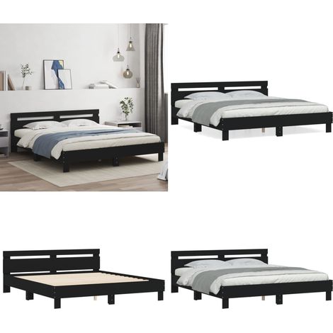 Cadre de lit sans matelas noir 160x200 cm - Cadre De Lit - Lit Double - Lit Noir - Meuble Chambre - Literie - Home & Living