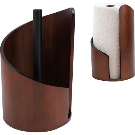 Porte-rouleau de cuisine en bois massif, support comptoir avec base (1/5)