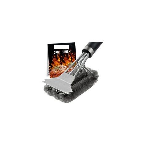 Brosse à barbecue 3 en 1 – Acier inoxydable – Manche long pour nettoyage à 360° – Brosse et grattoir pour grils gaz et charbon (1/5)