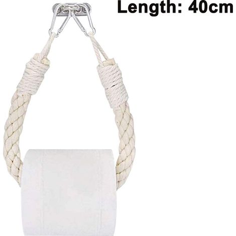 Porte-papier toilette en corde de jute, porte-serviettes mural industriel avec crochet en métal pour salle de bain, rideau de douche ou porte-serviettes (1/4)