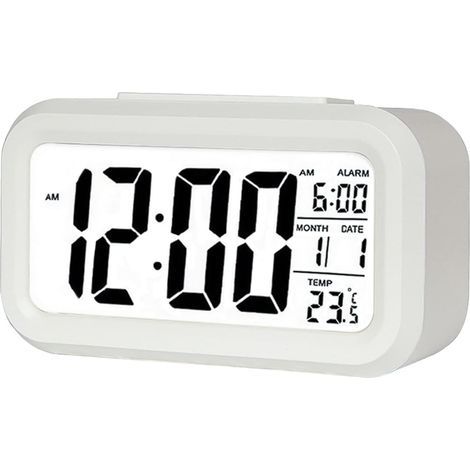 Digitaler LED-Wecker mit Temperaturanzeige, Schlummerfunktion, 12/24-Stunden-Anzeige, Kalender und Batteriebetrieb.