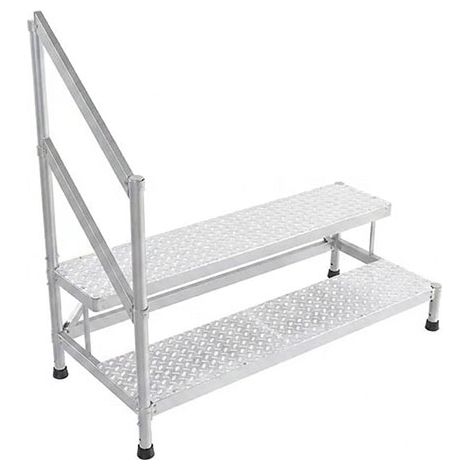 Montagetritt  aus Aluminium - 2 Stufen - Breite 2.00m - Geländer links - MP2-200-GCG (1/5)