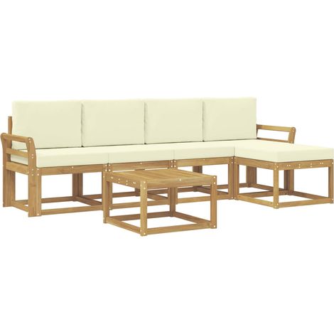 Set di divani da esterno con cuscino 6 pcs Bianco e Crema vidaXL