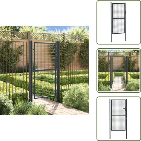 Puerta de jardín 100 x 175 cm - vidaXL Puerta de jardín de malla acero galvanizado 100 x 175 cm gris -