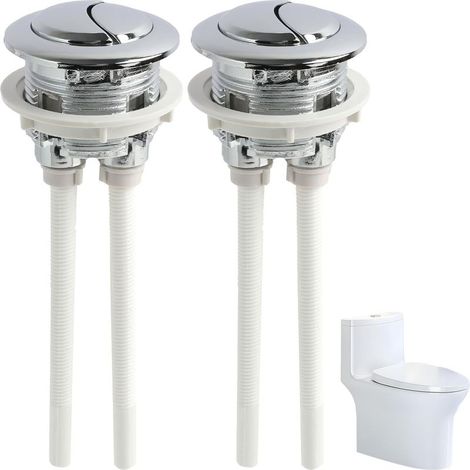 Lot de 2 Set de boutons de chasse d'eau universels 40mm, Bouton de toilette double chasse, Convient aux toilettes avec un diamètre de trou de plafond de 37-44mm, Economie d'eau, Installation facile (1/5)