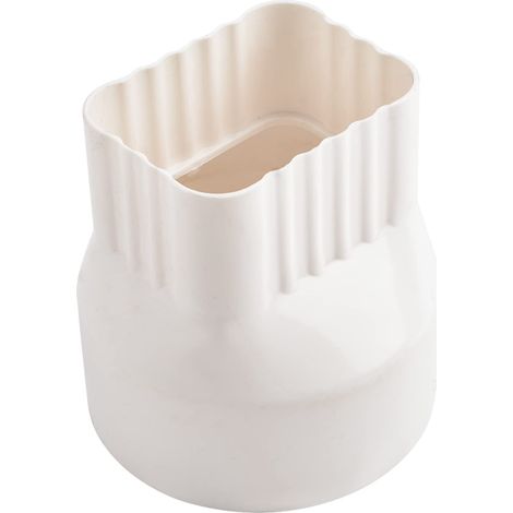Adaptateur de bec de descente, 1 pièce en PVC 8,7 x 6,5 cm Adaptateur de gouttière vers tuyau de vidange en plastique pour connecter des tuyaux de vidange de diamètre de 105 mm (blanc) (1/4)