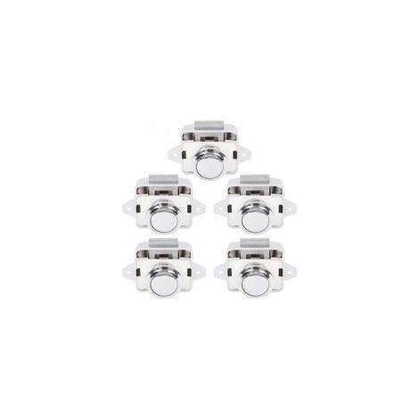 5-teiliges silbernes Druckknopf-Set für Wohnmobile, Wohnwagen und Reisemobile – Türriegel, Schrankverschluss (1/4)