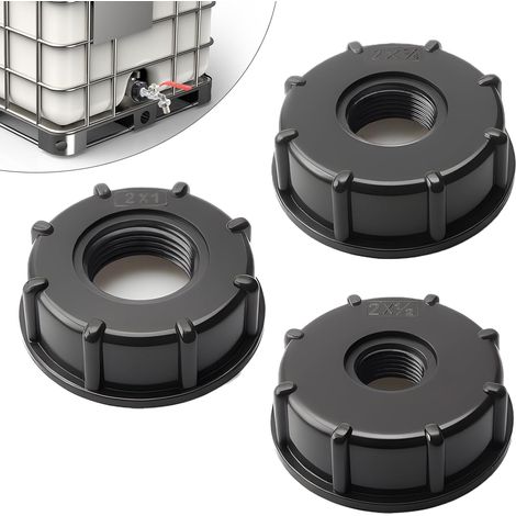 3 Pièces Adaptateur IBC Bouchon S60x6 - Conector de depósito IBC 3/4,1/2,1 Pouce - Adaptador IBC Bouchon s60x6 para cubeta 1000 litros 3/4,1/2,1 Pouce