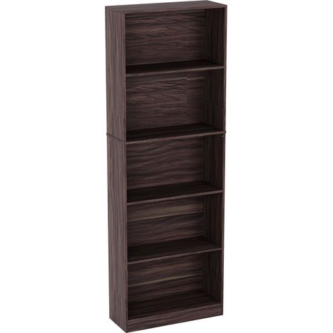 Cambridge 5 Tier Extra Large Bookcase Shelving Storage Unit, Walnut