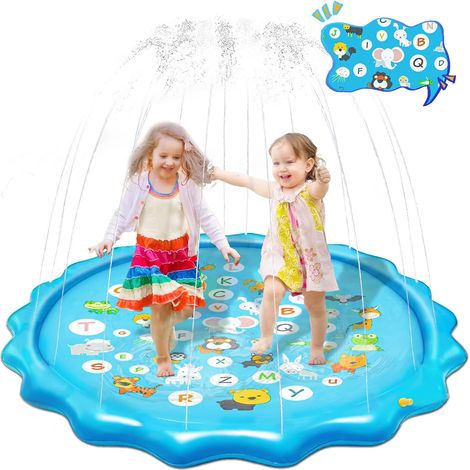 67" Splash Pad pour 3 Ans Enfants Tapis de Jeu d'eau Splash Play avec Alphabet & Animaux Jouets pour Enfants Jeu d'eau D'éTé Extérieurs pour l'été à l'extérieur Jardin (1/5)