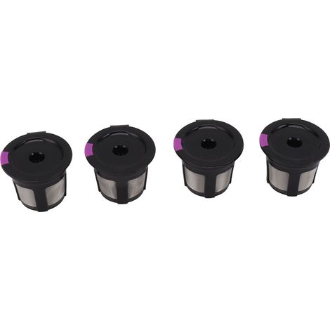 4 wiederverwendbare Kaffeekapseln, umweltfreundliche, wiederverwendbare Kaffeefilter, nachfüllbare Kaffeefilter mit Bürste und Löffel, weiß (1/5)