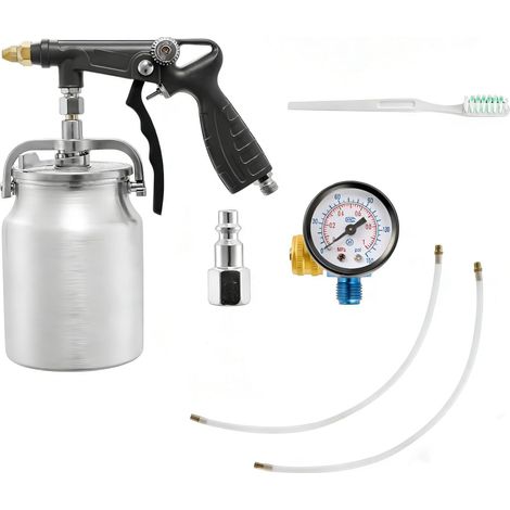 Pistolet d'apprêt pour véhicule,avec godet d'aspiration, tuyau de pulvérisation droit et 360°, pour revêtement de surface de chargement, caoutchoutée et protection antirouille (1/5)