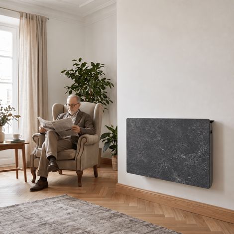 Radiateur électrique à inertie programmable Eternal New Smart Kherr 2000 W horizontal 100x50 cm Natura Noir