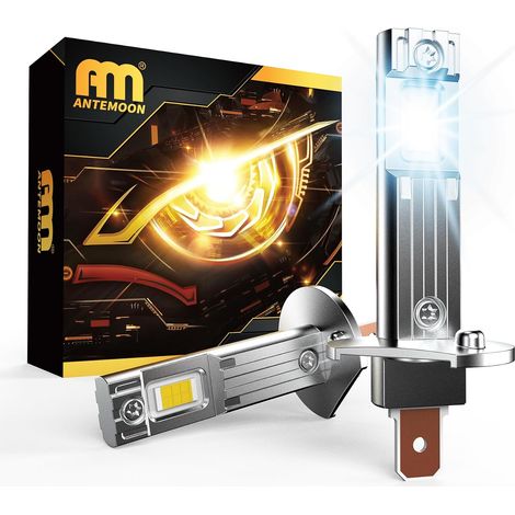 H1 LED Fog Light Bulbs 100W 20000LM 6500K White 12V 24V Headlight Bulb Halogen Replacement Bulbs for Cars, Plug and Play, Pack of 2 (1/5)