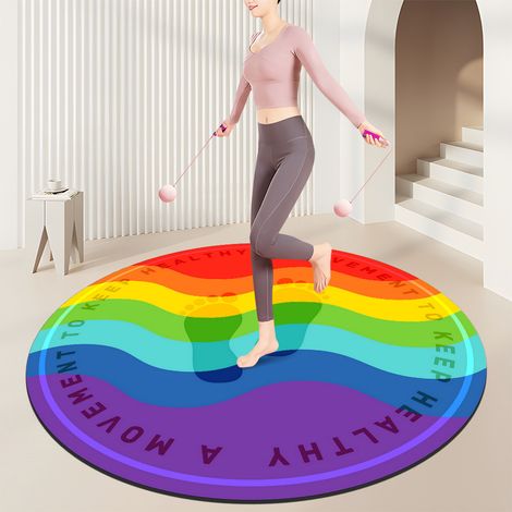 HSS-Tapis de gym à domicile, tapis absorbant les chocs et le bruit pour salles de sport,convient pour la corde à sauter et les exercices cardio - rond de 100 cm de diamètre-140x140cm