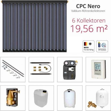 Solarbayer Komplettsolarpaket CPC NERO 6S Bruttogesamtfläche 19,56m² Vakuumröhre (1/5)