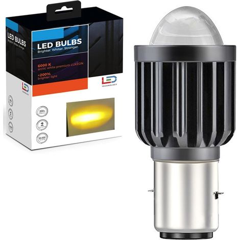 Ampoule Bi-LED BA20D S2 Jaune 4D-LENS ALTERNÉE - 9-32Vdc - 2500K - 4000lms - XENLED (1/5)