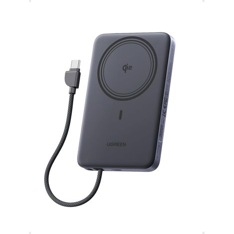 MagFlow Air Qi2 15W Ultra Slim Power Bank 10000mAh (Gris) Batterie Externe Magnétique Charge Rapide USB C PD 30W Câble Intégré, Compatible avec 17 16 15 14 13 Air Plus Pro Max (1/5)