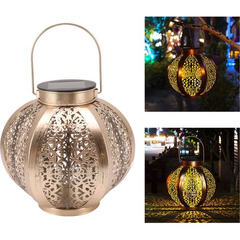 Lampes décoratives solaires pour cours, lanternes solaires LED pour cours, grandes lanternes hexagonales pour cours. (1/5)
