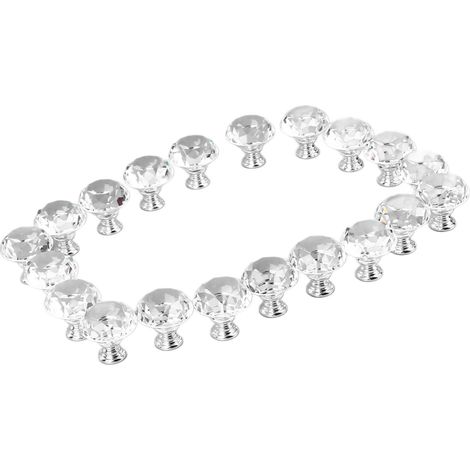 20 Stück Kristall-Schrankknöpfe aus Aluminiumlegierung, transparente runde Schubladengriffe für Küchenschränke, Kleiderschränke, Badezimmer, Kommodenschubladen (1/5)