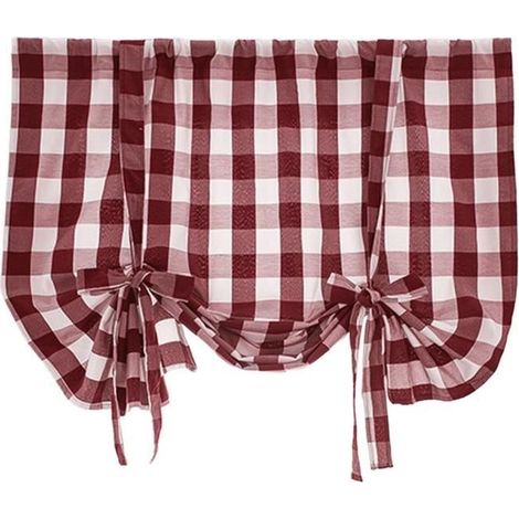 Rideaux de niveau à carreaux vichy HOMYL - Rouge - 60x120cm - Style campagne (1/4)
