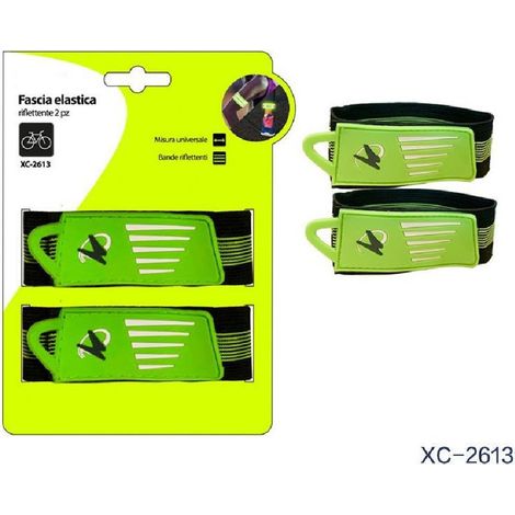 TRADE SHOP - Set 2 Pz Fascia Elastica Riflettente Bande Catarifrangenti Ciclismo Bici Xc-2613 -