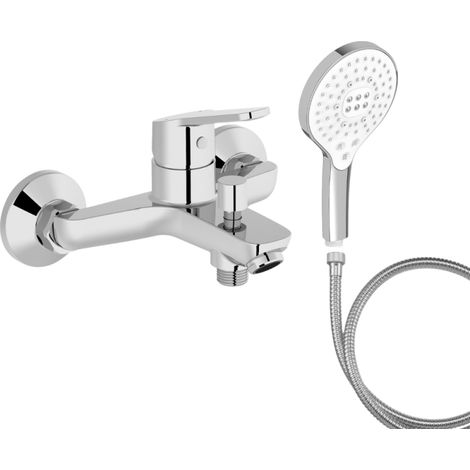 Mitigeur baignoire JACOB DELAFON Aimé + pommeau de douche Metro signature + flexible de douche métal (1/5)