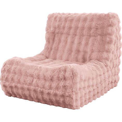 CHICFURN Sillón puf con respaldo para salón y dormitorio, asiento de suelo ergonómico en tela rosa, cómodo, ligero y fácil de limpiar para descanso diario (1/5)