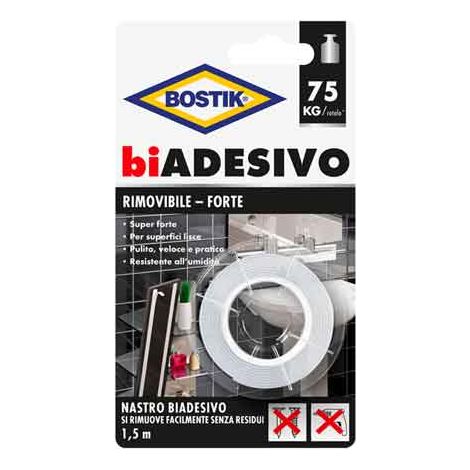 NASTRO BIADESIVO 'RIMOVIBILE-FORTE' BOSTIK mm 19x1,5mt - BOSTIK