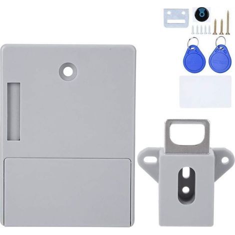 Intelligentes 125-kHz-Schrankschloss, elektronische RFID-Kartenöffnung für Saunabibliotheken, Fabriken und Garderobenbüros – bohrfrei (Grau) (1/4)