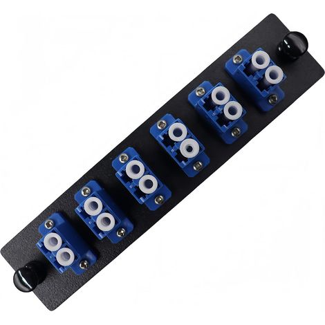 Lot de 6 adaptateurs LC Duplex Panneau de brassage fibre optique LGX, équipé de 12 connecteurs à fibre optique, boîtier d'accouplement, adaptateur LC-UPC bleu (1/5)