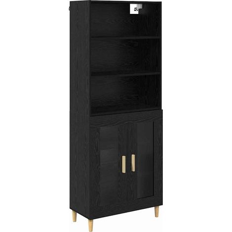 Maison Exclusive - Credenza Rovere Nero 69,5 x 32,5 x 180 cm Legno multistrato