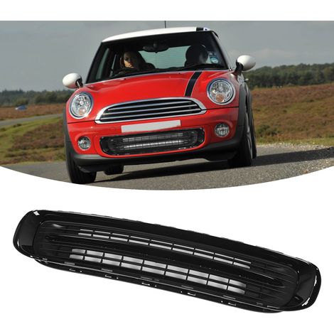 (T06) Unterer Frontstoßfängergrill + Grillrahmen + Grillblende, dreiteiliges Set 51117250789 51117250787 51117250785 Passend für Mini Cooper R56 LCI 2011-2013 (Schwarz glänzend) (Übergröße)