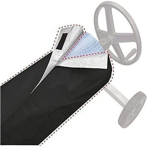 Lntyq Housse de Protection imperméable pour Enrouleur de Piscine, pour Jardin, terrasse, Piscine, Taille 490 x 96 cm, Universelle pour Toutes Les Saisons, Noire (1/3)
