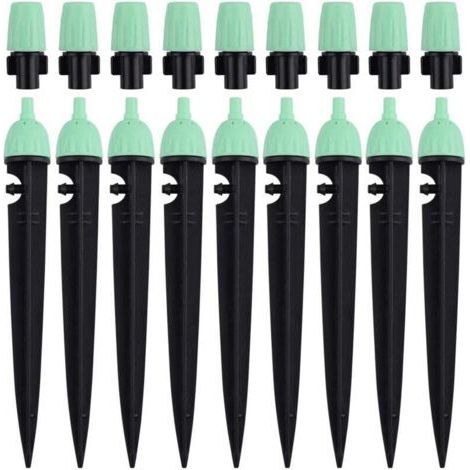 Ulisem Irrigation Drippers with Connector, 20pcs, 360 Degree Adjustable Water Flow Sprinklers, 2 in 1, for Drip Irrigation System (Green) (1/4)