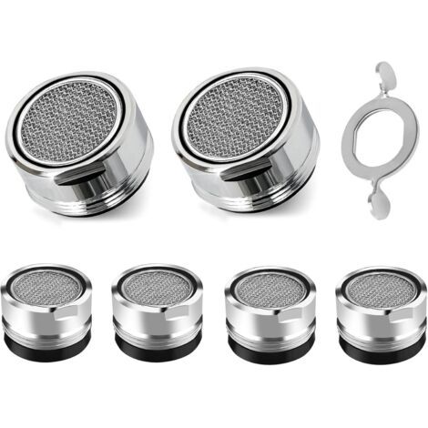 Kitchen Faucet Aerator, Set of Six Screw-on Bathroom Sink Mixer Tap Nozzles M24 Water Saver Aerator for Faucet, Anti-Limescale Faucet Aerator (1/5)