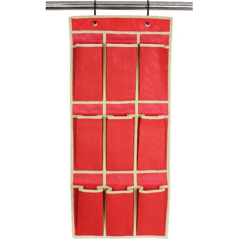 Portaoggetti da parete in tnt 9 Tasche rosso 36 x 84 cm (1/2)