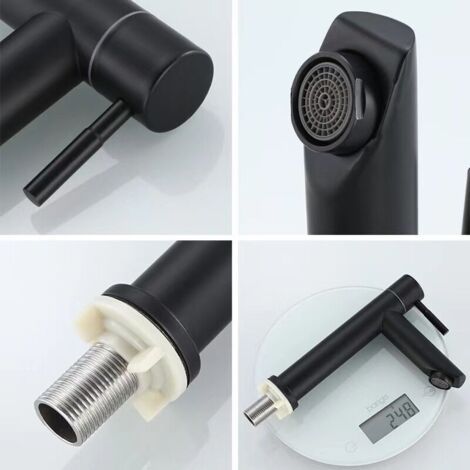 NALOOKAMIC Robinet Eau Froide Noir avec Bulleur Rechange,Pour WC, Salle Bain