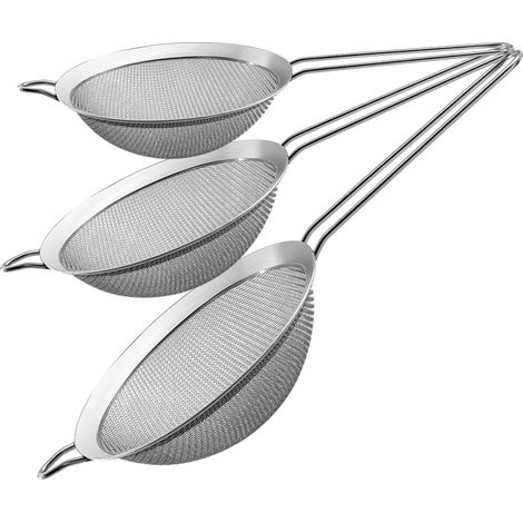 Passoires Fines en Acier Inoxydable avec Manche, Lot de 3 Tamis de Cuisine Multi-usages (1/5)