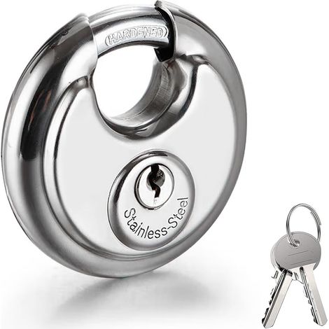 Cadenas pour remorque, cadenas à disque, résistant aux intempéries, avec 2 boutons, acier inoxydable 304, serrure en laiton, résistant aux coupures (1/5)