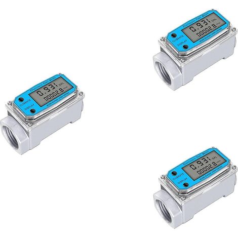 Débitmètre d'eau à turbine numérique 3X avec affichage LCD numérique, compteur NPT et filetage FNPT, débitmètre de carburant (1 pouce) (1/5)