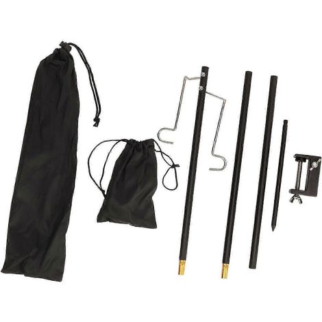 Support de lampe de camping pliable, poteau d'éclairage extérieur léger et portable, support de lampe suspendue en alliage d'aluminium AT0391, noir (1/5)